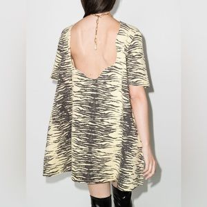 ISO GANNI short yellow black zebra print open back dress size US 0, 2, 4,6